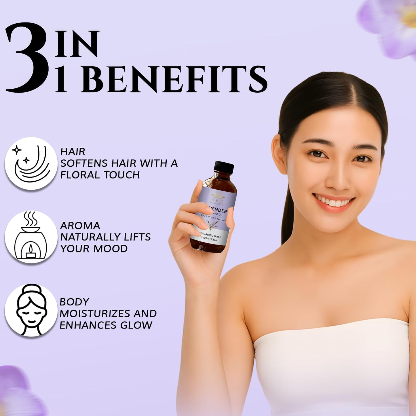 AVD Organics Lavender Essential Oils 100ml | 100% Pure & Natural Lavender Oil Skin | Massage, Aromatherapy, Diffuser, Laundry & Meditation | 3.38 fl. oz 🍁 All In One Marketplace Canada
