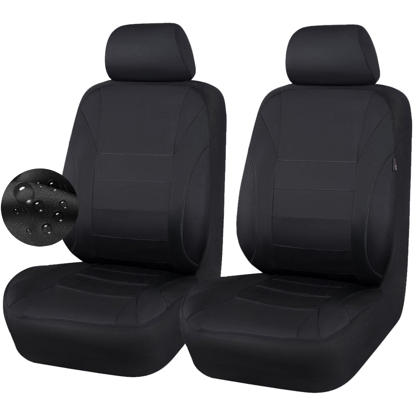CAR Pass Neoprene Waterproof Two Front Car Seat Covers Set- Universal Fit for Vehicles, Airbag Compatiable(Black) 🍁 All In One Marketplace Canada