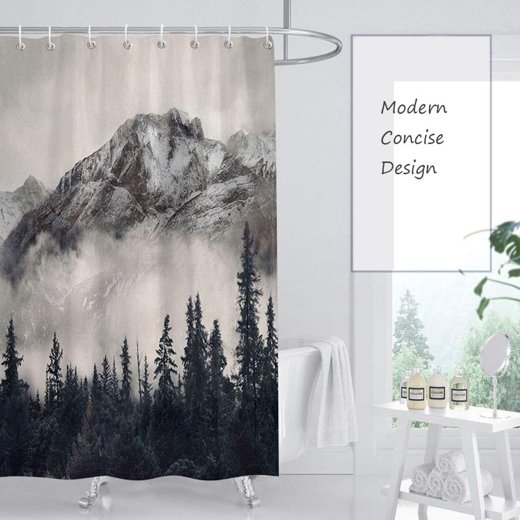 Mantto Canadian Smoky Mountain Cliff Outdoor Idyllic Photo Art Shower Curtain, National Parks Home Decor Curtain, Waterproof Polyester Fabric Bathroom Shower Curtain with Hooks 72" x 72" 🍁 All In One Marketplace Canada