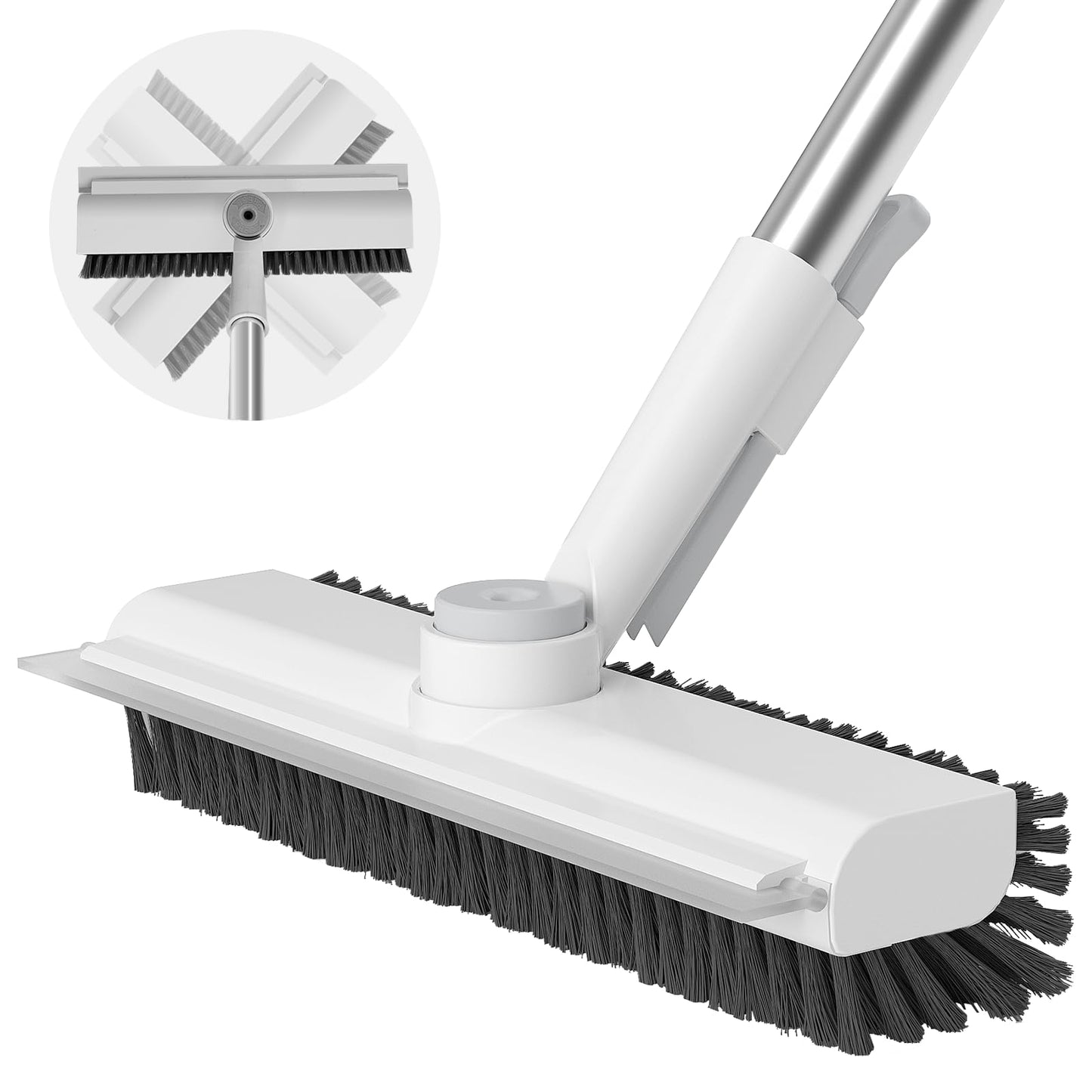 Floor Scrub Brush with Long Handle, 3 in 1 Scrape and Heavy-Duty Stiff Bristle Scrubber Brush for Cleaning Shower Bathroom, Patio, Garage, Kitchen, Wall and Deck 🍁 All In One Marketplace Canada