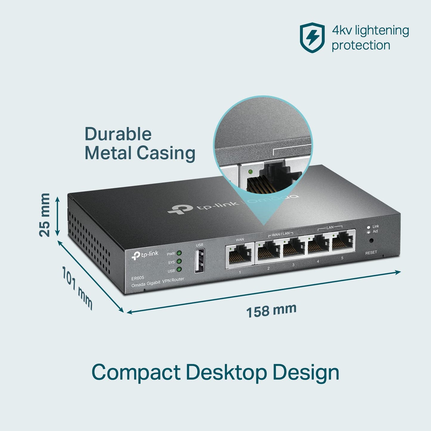 TP-Link Multi-WAN Wired VPN Router (ER605) - Up to 4 Gigabit Ports, SPI Firewall SMB, Omada SDN Integrated, Load Balance, Lightning Protection, Limited Lifetime Protection 🍁 All In One Marketplace Canada