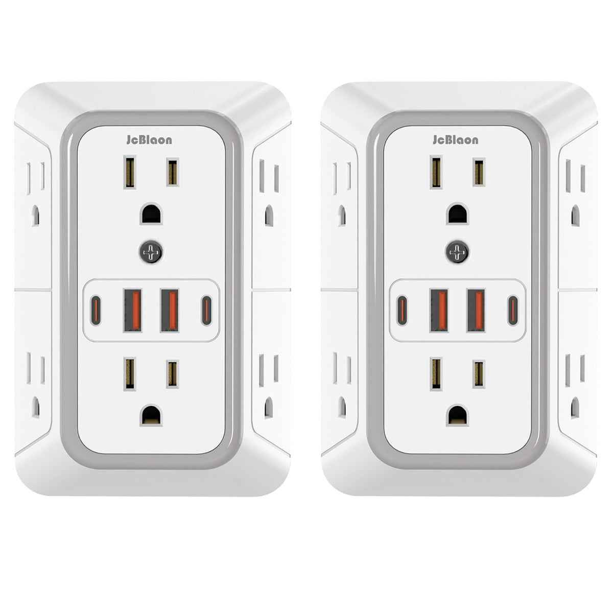 2 Pack Outlet Extender Surge Protector, 6 Outlet Splitter with 4 USB Outlet (2 USB A,2 USB C), 3Sided Power Strip with Adapter Spaced Outlets for Home, Office, Travel(White) 🍁 All In One Marketplace Canada
