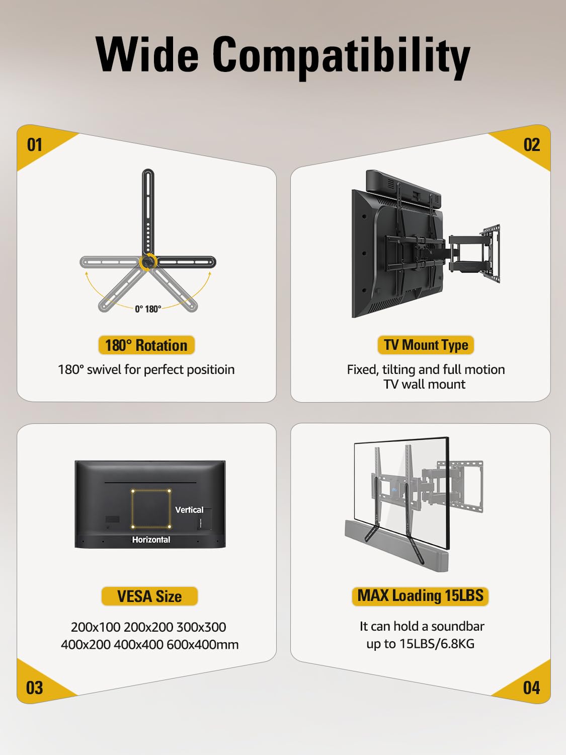 Mounting Dream Sound Bar Mount Bracket for Mounting Above or Under TV, Fits Most Sound Bars Up to 15 Lbs, with Detachable Long Extension Plates MD5420 🍁 All In One Marketplace Canada