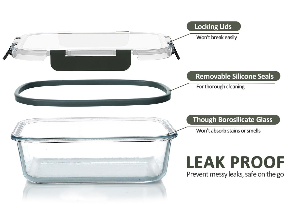M MCIRCO 24-Piece Glass Food Storage Containers with Snap Locking Lids,Glass Meal Prep Containers Set - Airtight Lunch Containers, Microwave, Oven, Freezer and Dishwasher 🍁 All In One Marketplace Canada