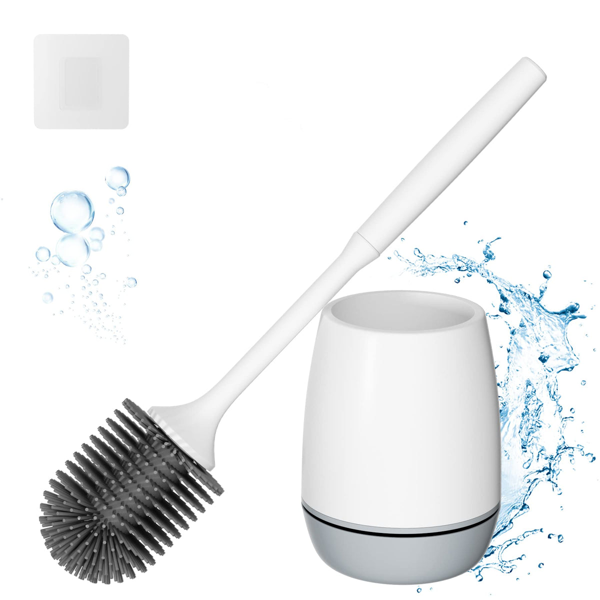 Hibbent Toilet Brush with Ventilated Drying Holder, Silicone Toilet Bowl Brush Bathroom Cleaning Bowl Brush Kit Sturdy Cleaning Toilet Brush, Floor Standing & Wall Mounted Without Drilling 🍁 All In One Marketplace Canada