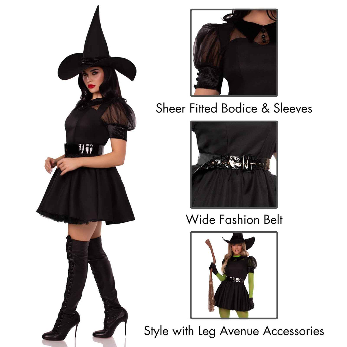 Leg Avenue Women's Plus-Size Bewitching Witch Costume, Black, 3X