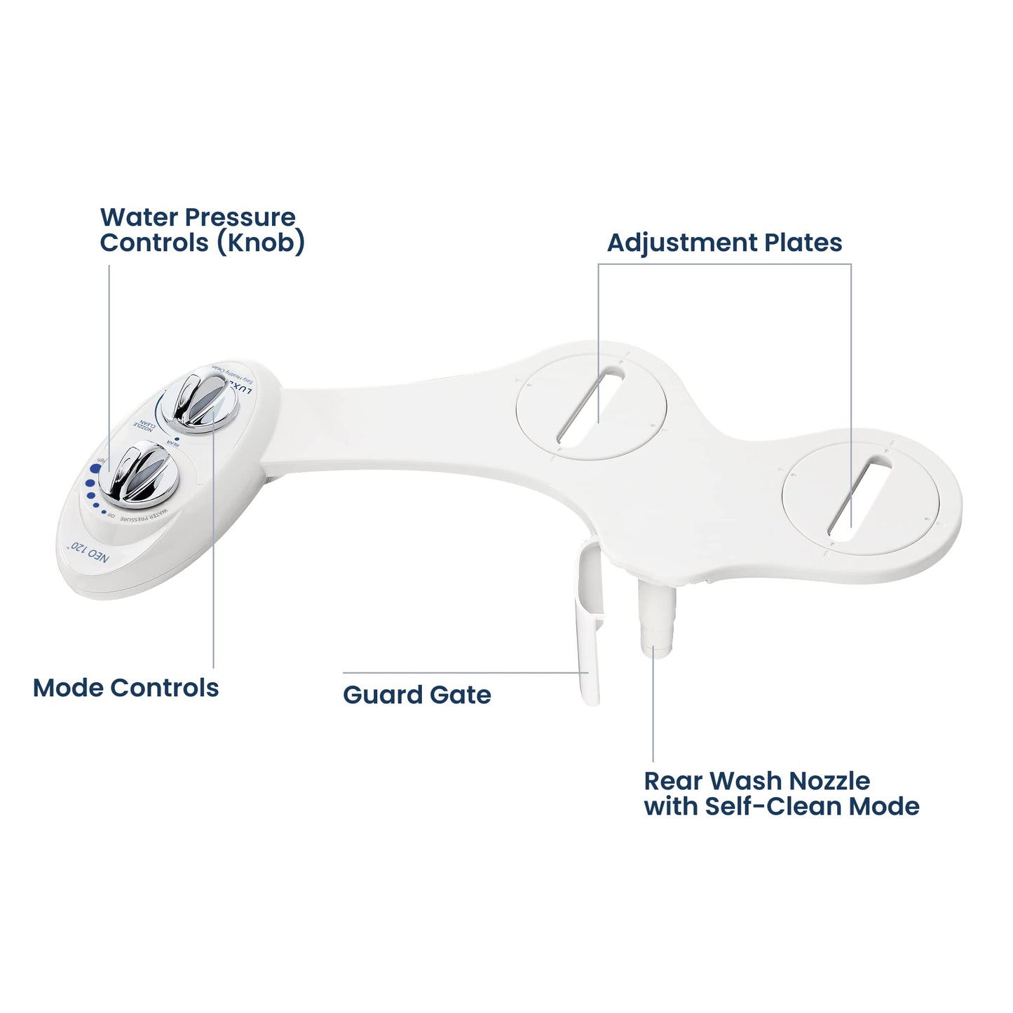 LUXE Bidet NEO 120 - Single Nozzle, Self-Cleaning, Non-Electric Bidet Attachment for Toilet Seat, Adjustable Water Pressure, Rear Wash (White) 🍁 All In One Marketplace Canada