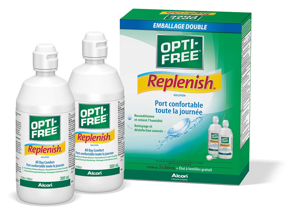 OPTI-FREE® Replenish Twin Pack, Multipurpose Contact Lens Solution, 2 x 300 mL 🍁 All In One Marketplace Canada