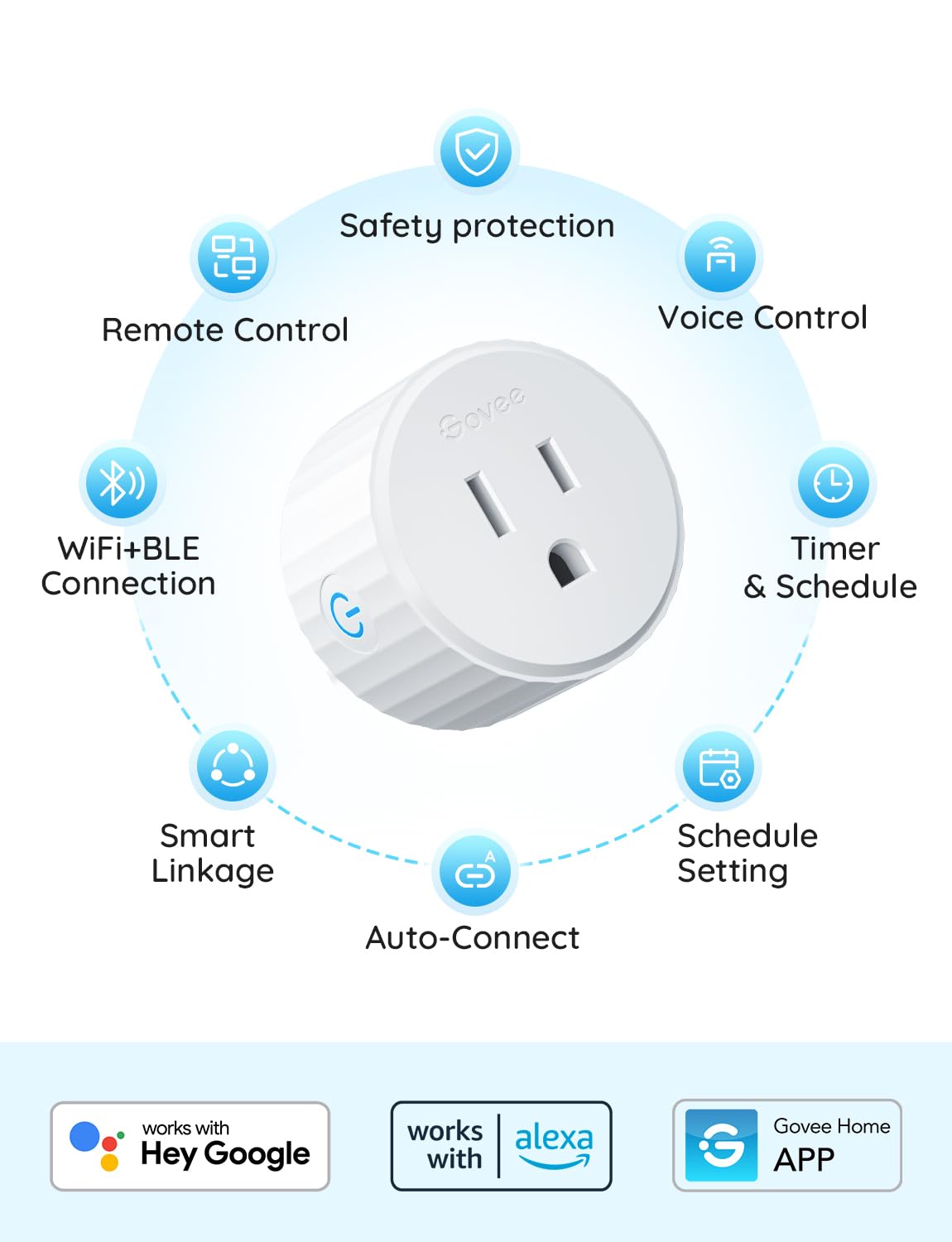 Govee Smart Plug, WiFi Plugs Work with Alexa & Google Assistant, Smart Outlet with Timer & Group Controller, WiFi Outlet for Home, No Hub Required, ETL & FCC Certified, WiFi Bluetooth Connect, 4 Pack 🍁 All In One Marketplace Canada