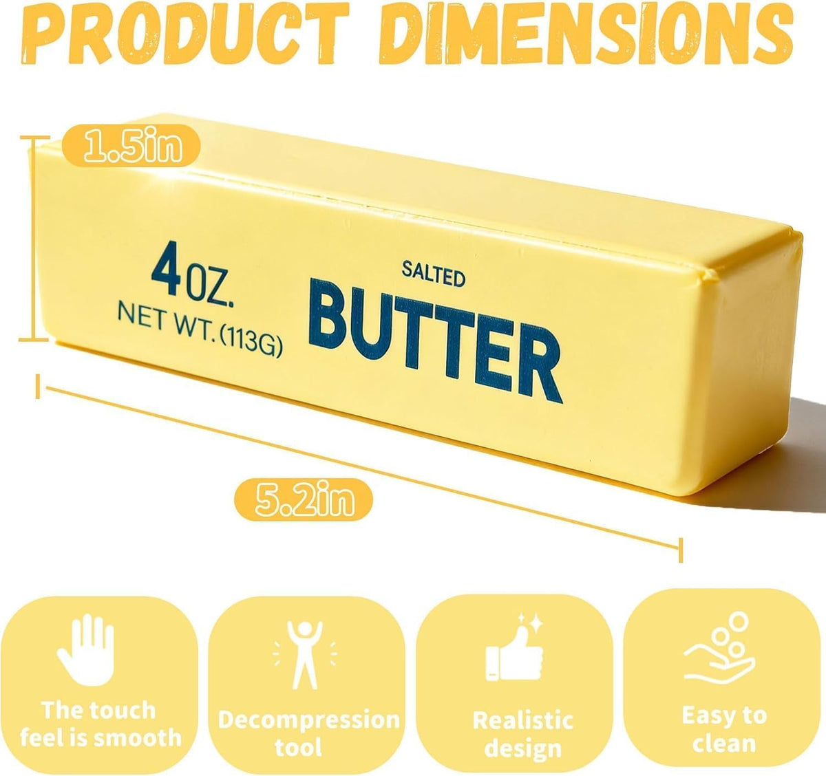 2PCS Butter Squeeze Stress Balls, Butter Stick Stress Relief Slow Rising Fun for Adults Anxiety Relief Party Favors 🍁 All In One Marketplace Canada