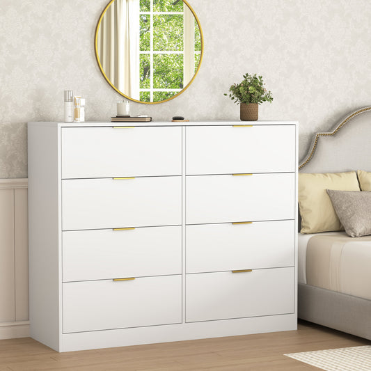 8 Drawer Dresser for Bedroom, Wood Modern Drawer Chest, White (United States Delivery Only)