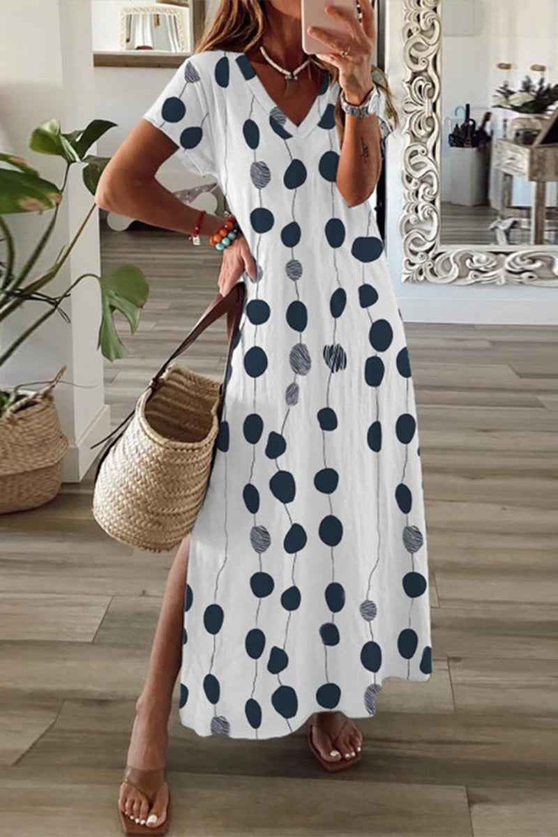 Women’s Elegant 3D Print Summer Dress – Split Hem Mid-Length Fashion Dress