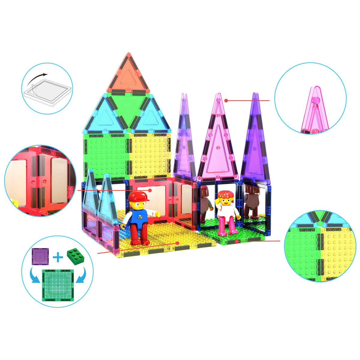 PicassoTiles - PicassoTiles 63pc Brick & Magnetic Tile Building Set - Ages 3+