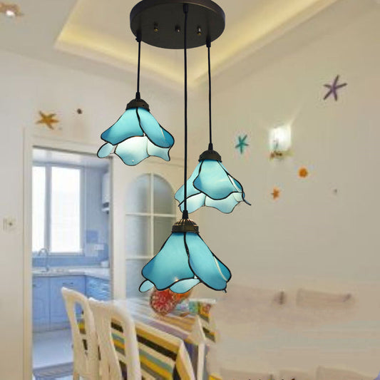 Tiffany-Style Retro Glass Pendant Chandelier