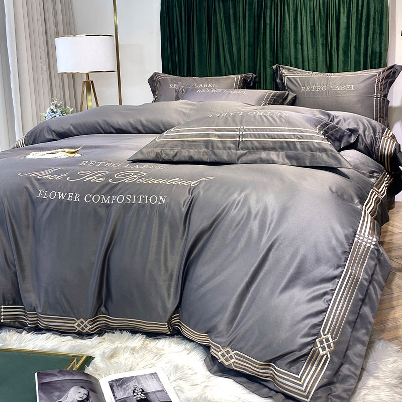 Tencel Embroidered Washed Cotton Bedding Set