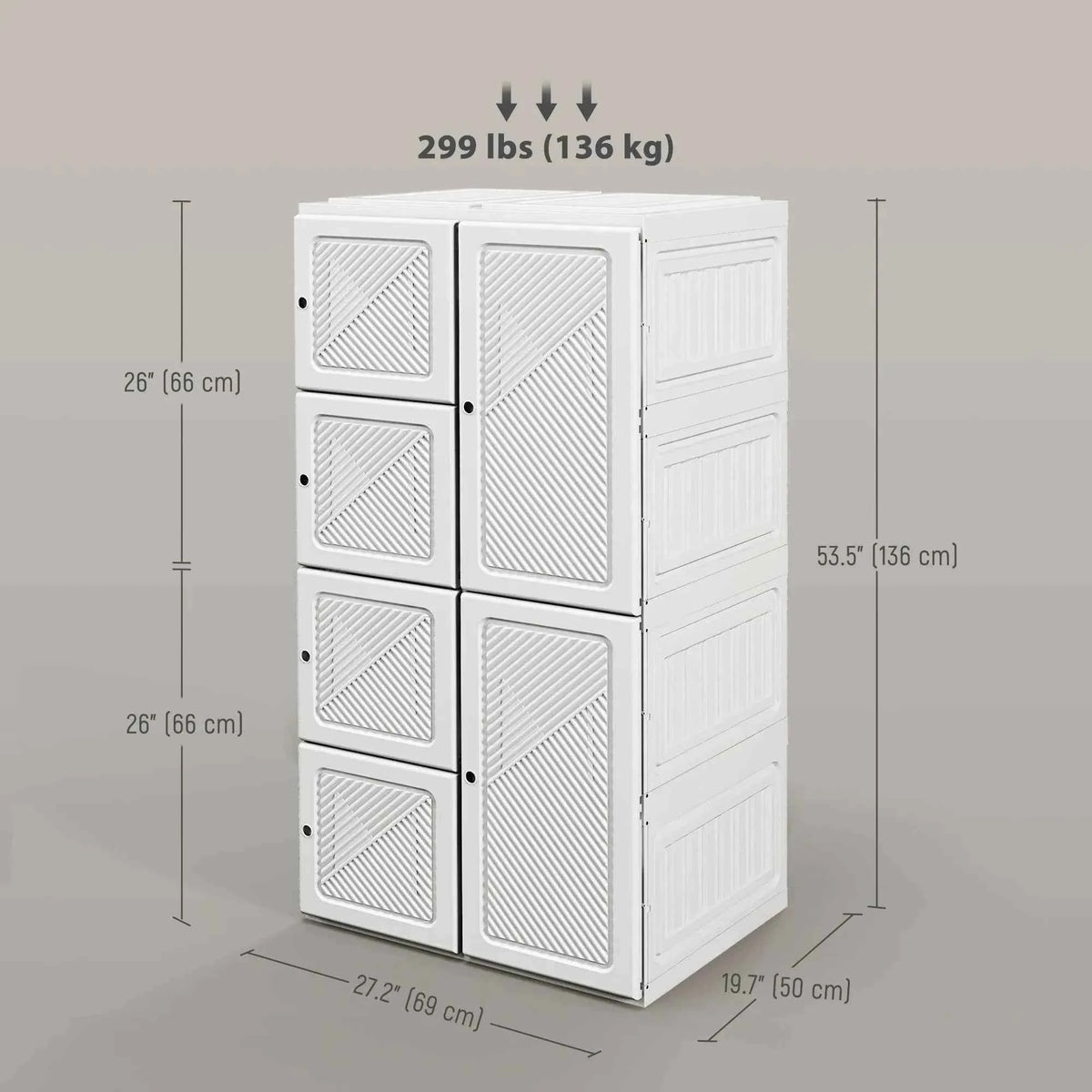 White Portable Wardrobe – Foldable Clothes Storage Organizer with 5 Compartments & Hanging Rod (United States & Canada Delivery Only)