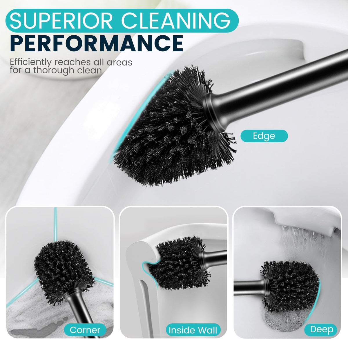 Toilet Brush Toilet Bowl Cleaner Brush and Holder with Dense Durable Scrubbing Bristles Black Toilet Scrubber for Bathroom Deep Cleaning 🍁 All In One Marketplace Canada