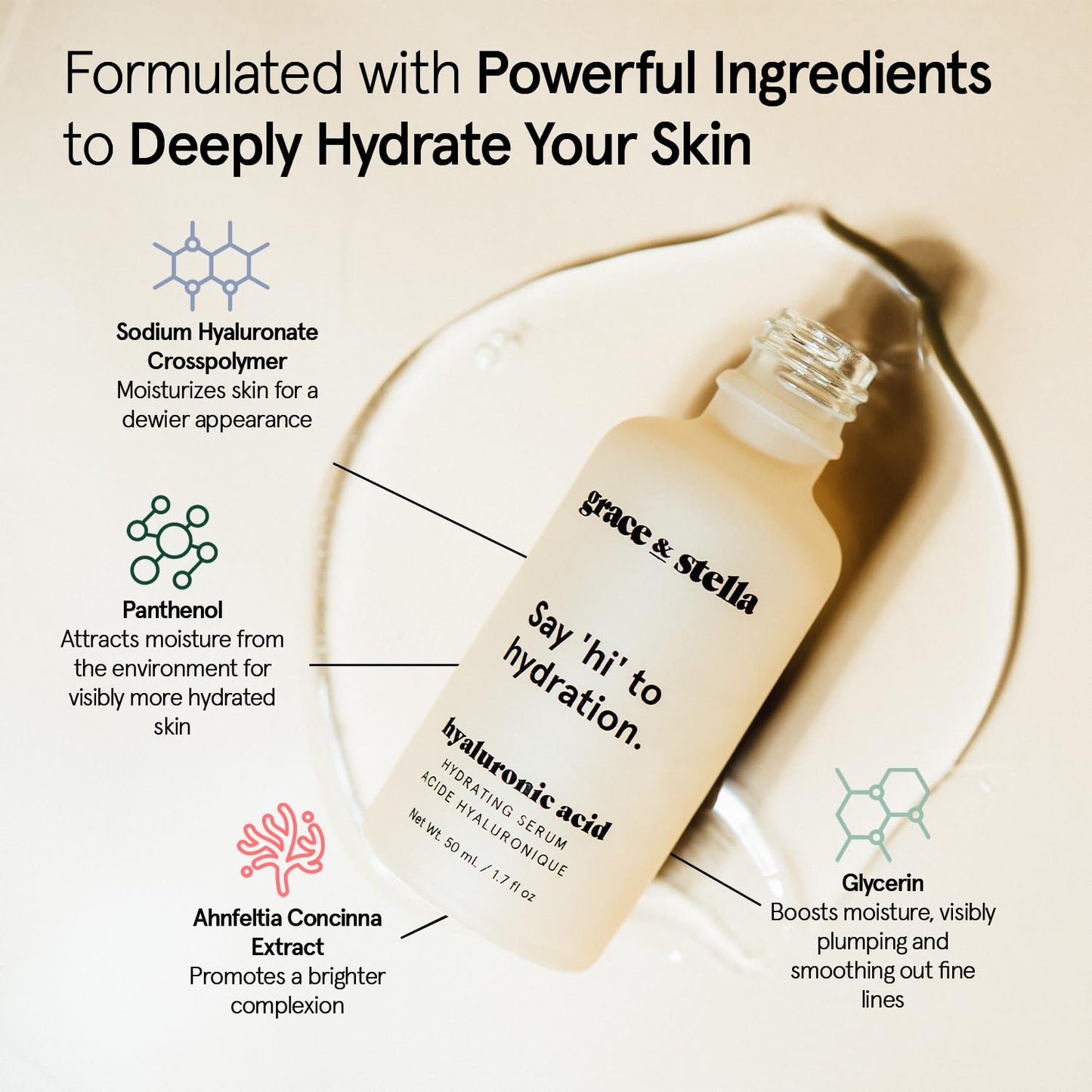 grace & stella Award Winning Hyaluronic Acid Serum for Face (50ml, 2-pack) Hydrating Hyaluronic Acid - Acide Hyaluronique Face - Glass Skin - Anti Aging Serum to Hydrate, Remove Fine Lines, Wrinkles, Skin Texture 🍁 All In One Marketplace Canada