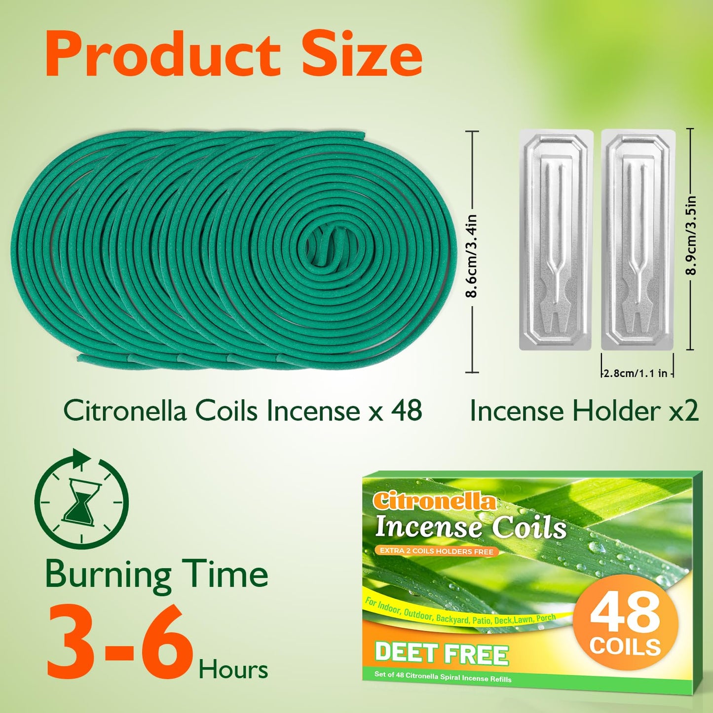 SCENTORINI Citronella Incense, Citronella Coils with Coil Holder, 48 Pcs, Suitable for Summer Home Outdoor Use, Pool Side, Patio, Porches, Courtyards, Farms, Garden Planting Area 🍁 All In One Marketplace Canada