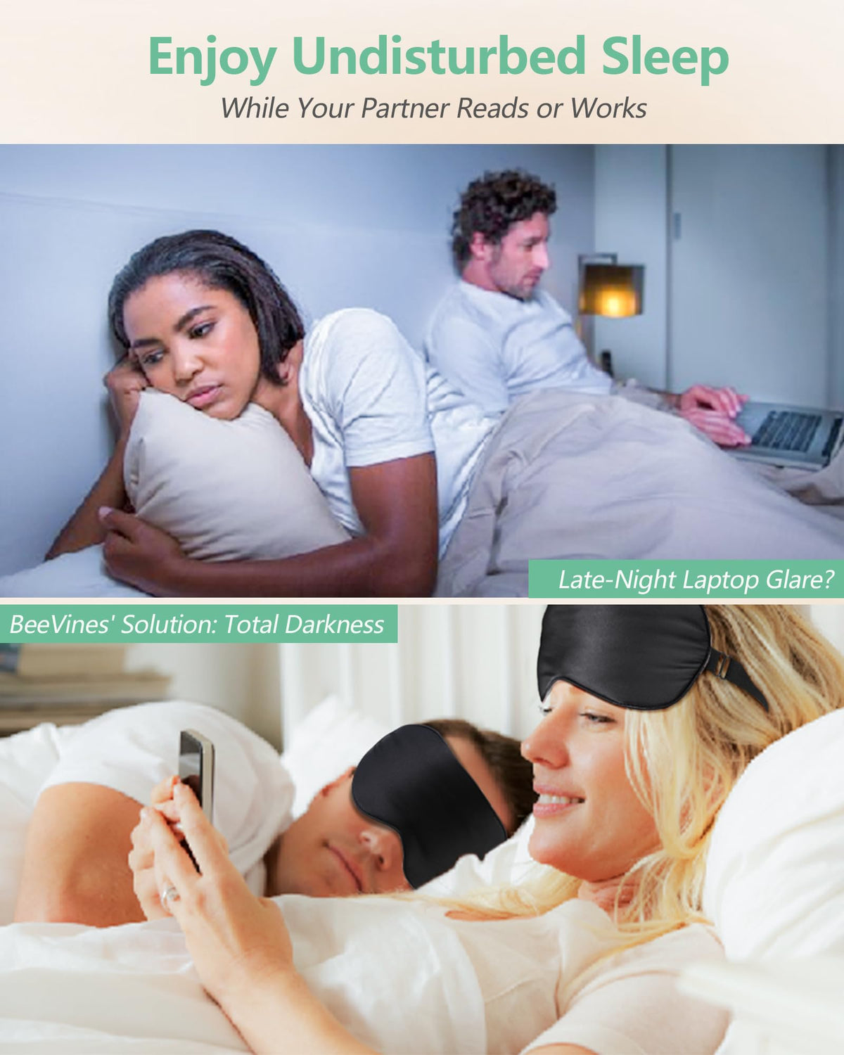 BeeVines Silk Sleep Mask for Men, 2 Pack 100% Natural Mulberry Silk Eye Mask with Adjustable Strap, Sleeping Aid Blindfold for Nap, Soft Eye Sleep Shade Cover, 100% Blocks Light Reduces Puffy Eyes (Black) 🍁 All In One Marketplace Canada