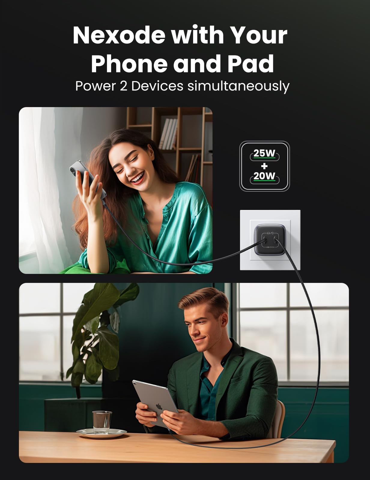 UGREEN Nexode 45W USB C Charger Block, GaN PPS Dual Port USB C Fast Charger Super Fast Charge 2.0 Wall Plug Compatible with Galaxy S26 S25 S24 Ultra S23 A54, iPhone 17 16 Pro Max, iPad, Pixel 10 9 8 🍁 All In One Marketplace Canada