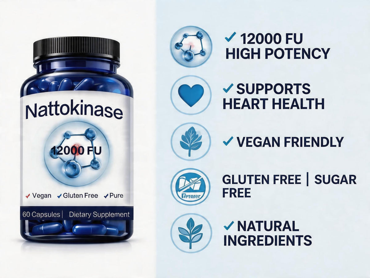 Nattokinase Supplement, 400 mg - 12000 FU, Helps Support Cardiovascular Health 60 Count 🍁 All In One Marketplace Canada