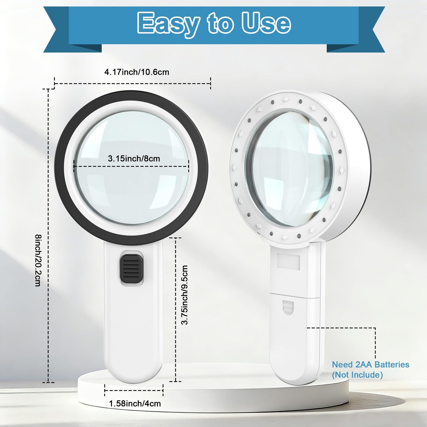 Ultra-Clear Magnifying Glass with Light, Lightweight Handheld Reading Magnifier with 12 LED, Optical Glass Lens for Seniors, Macular Degeneration, Close Work, Coins & Pill Bottle 🍁 All In One Marketplace Canada
