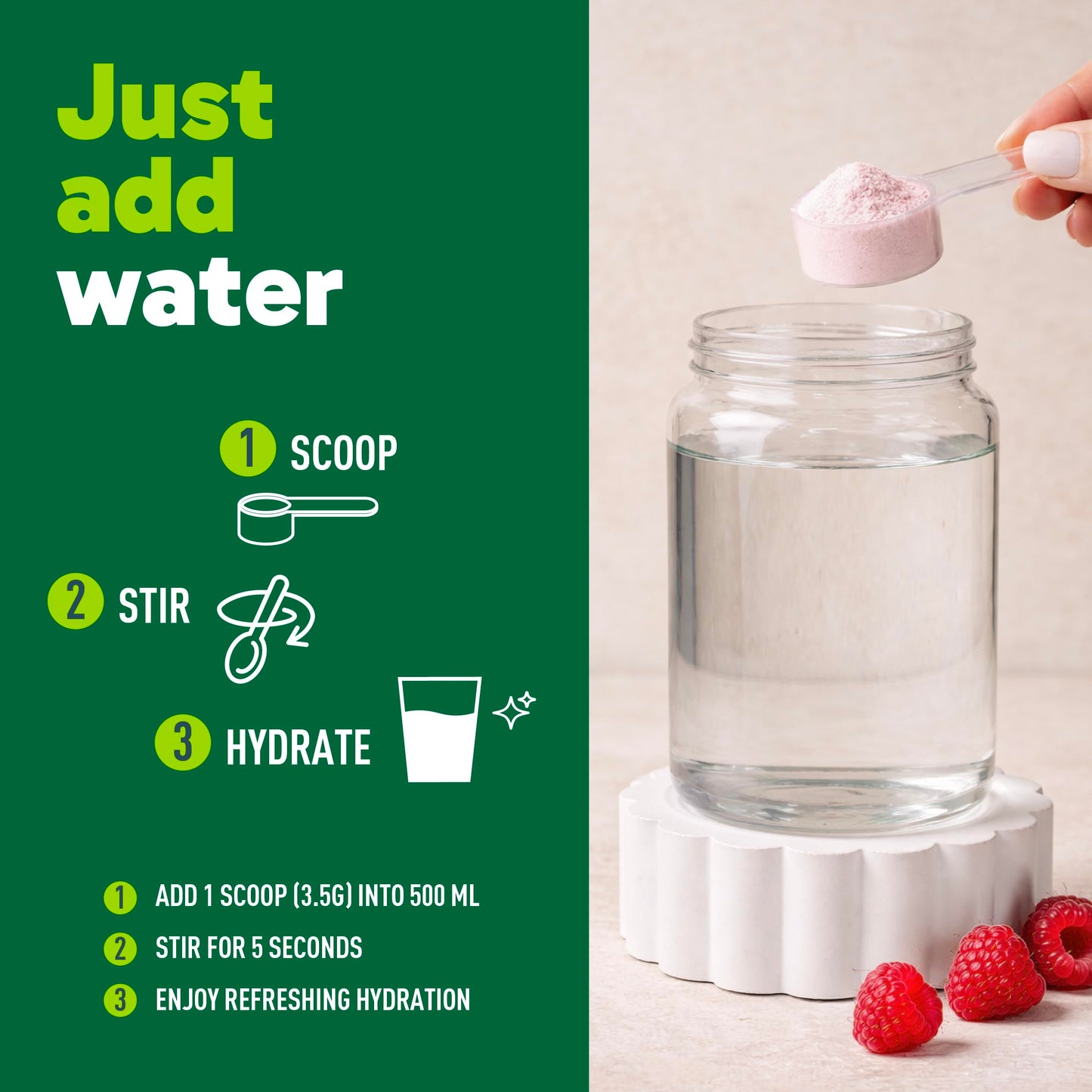 Organika Canadian-Made Electrolytes Powder with Vitamin C & Prebiotic Fibre - Sugar-Free Hydration Drink Mix - Wild Raspberry - 210 g - 60 servings 🍁 All In One Marketplace Canada