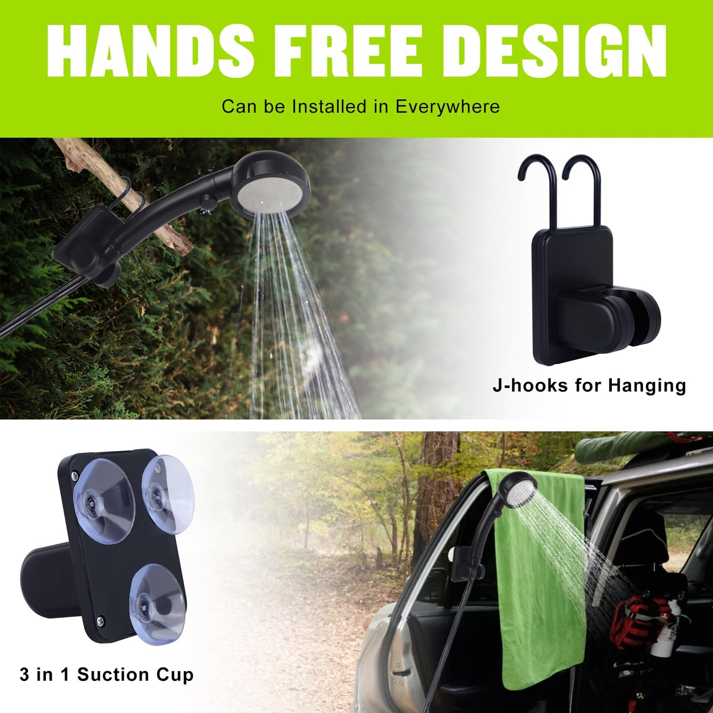 Portable Shower for Camping, [Long-Lasting] Spopal 6000mAh Rechargeable Camping Shower with Intelligent LED Display, 4 Spray Modes, IPX7 Waterproof Outdoor Shower Kit for Hiking, Travel, Car, Pet 🍁 All In One Marketplace Canada