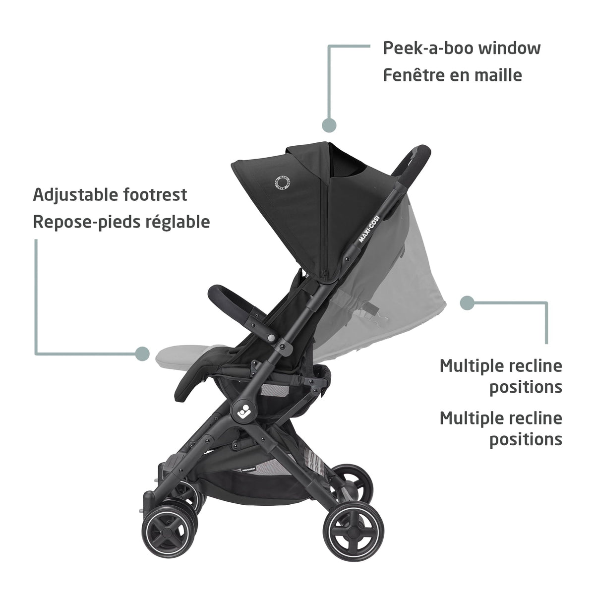 Maxi-Cosi Lara Ultra Compact Stroller, Airplane Carry-on Compliant for travel, Lightweight, one-hand fold, large storage, inludes travel bag Essential Black 🍁 All In One Marketplace Canada