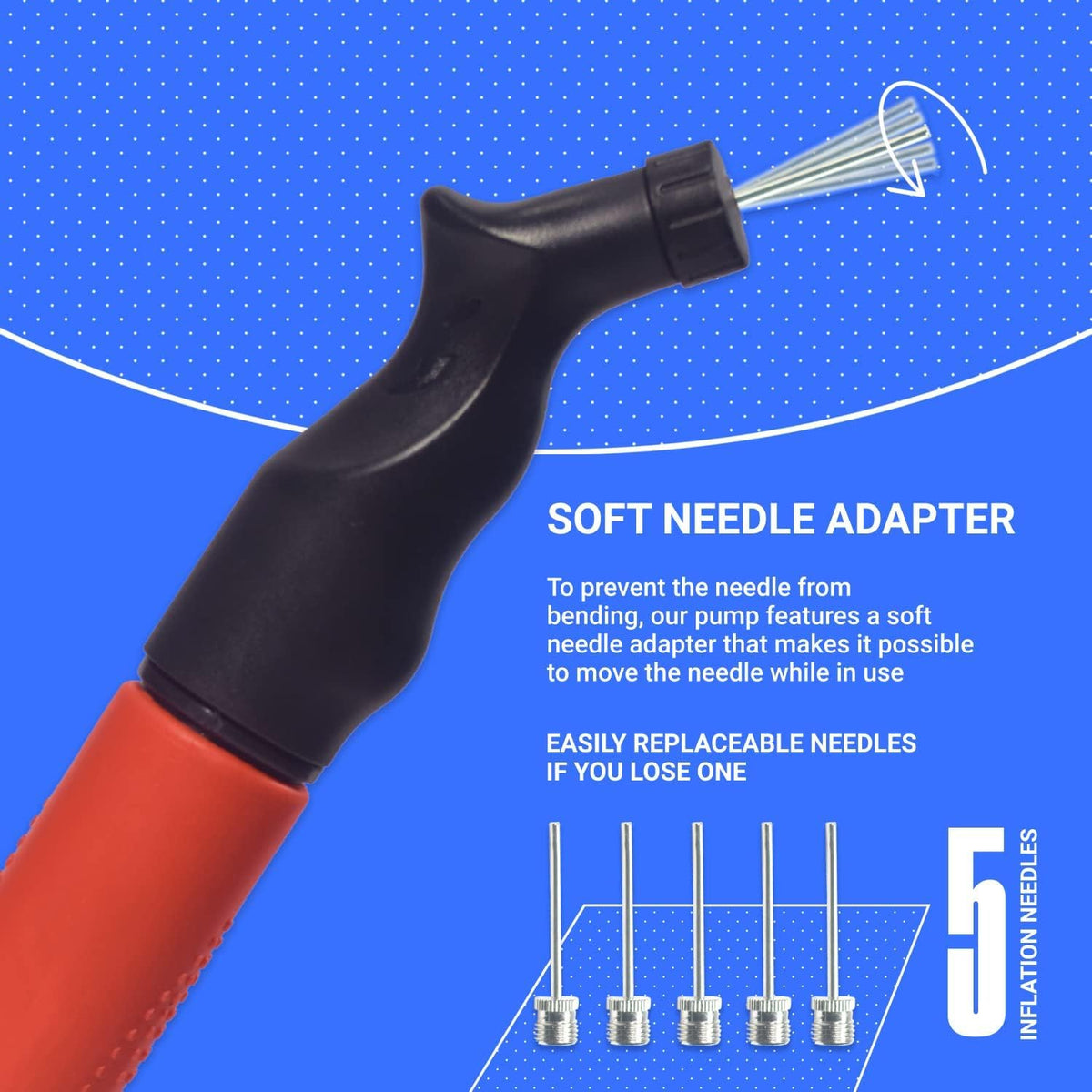 SPORTBIT Ball Pump for Sports Balls - Basketball Pump, Volleyball Pump, Football & Soccer Ball Air Pump - Hand Pump for All Sport Balls - Push & Pull Inflating System - Goes with 5 Needles Set 🍁 All In One Marketplace Canada