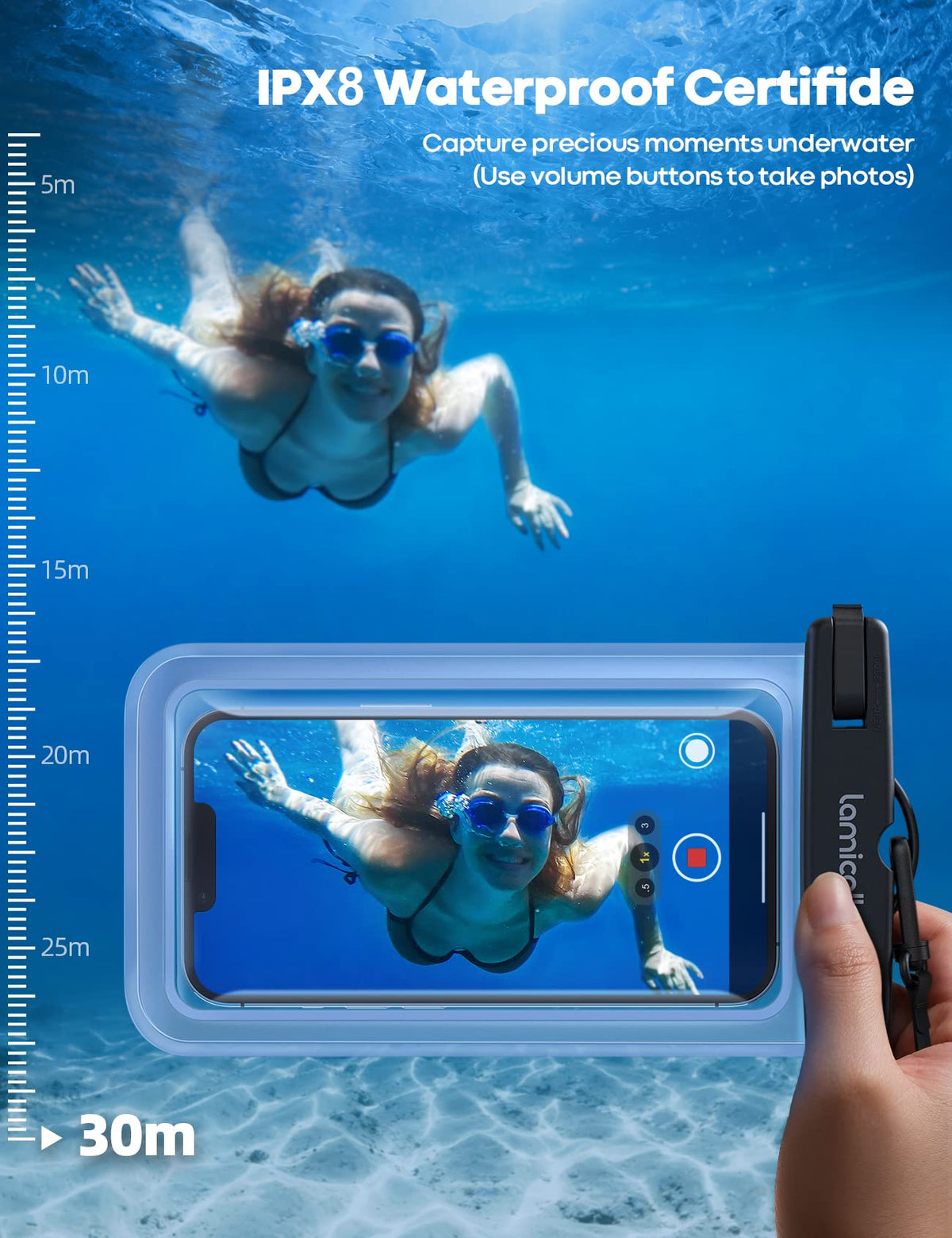 Lamicall Waterproof Phone Pouch Dry Bag with Lanyard - 2 Pack IPX8 [Easy Lock & Heavy Duty] Water Proof Cell Phone Case for iPhone 15 16 17 Pro Max, Samsung Galaxy S24 S25 Ultra, All 4-7" Cellphones 🍁 All In One Marketplace Canada