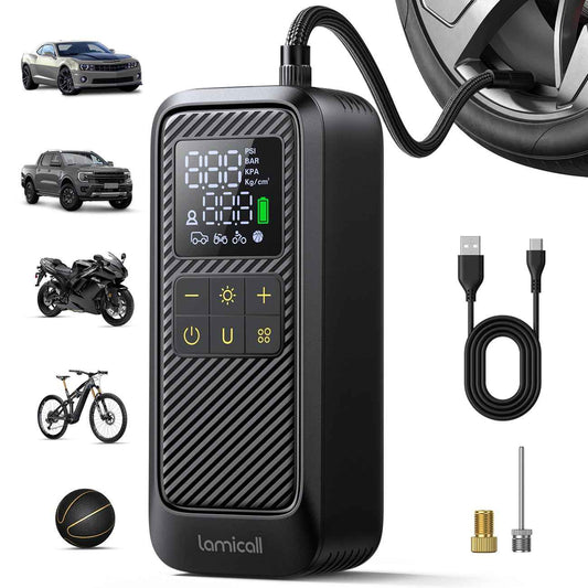 Lamicall Tire Inflator Portable Air Compressor - [5X Faster Inflation] Air Pump with Digital Pressure Gauge & LED Light, 150PSI Electric Tyre Pump for Car Motorcycle Wheel Simulator, Wheel, Mom Gift 🍁 All In One Marketplace Canada