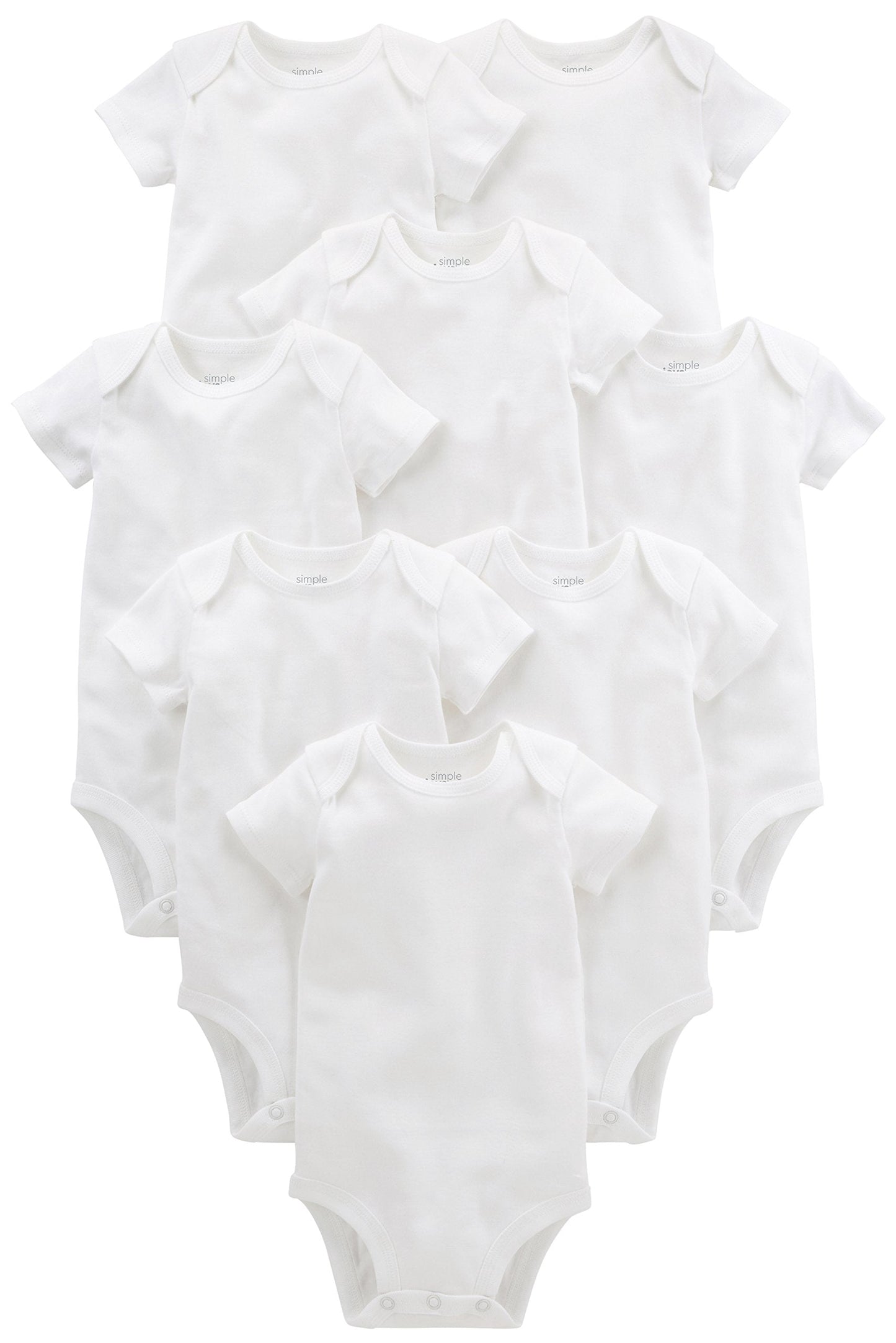 Simple Joys by Carter's Baby 8-Pack Short-Sleeve Bodysuit, White, Newborn 🍁 All In One Marketplace Canada