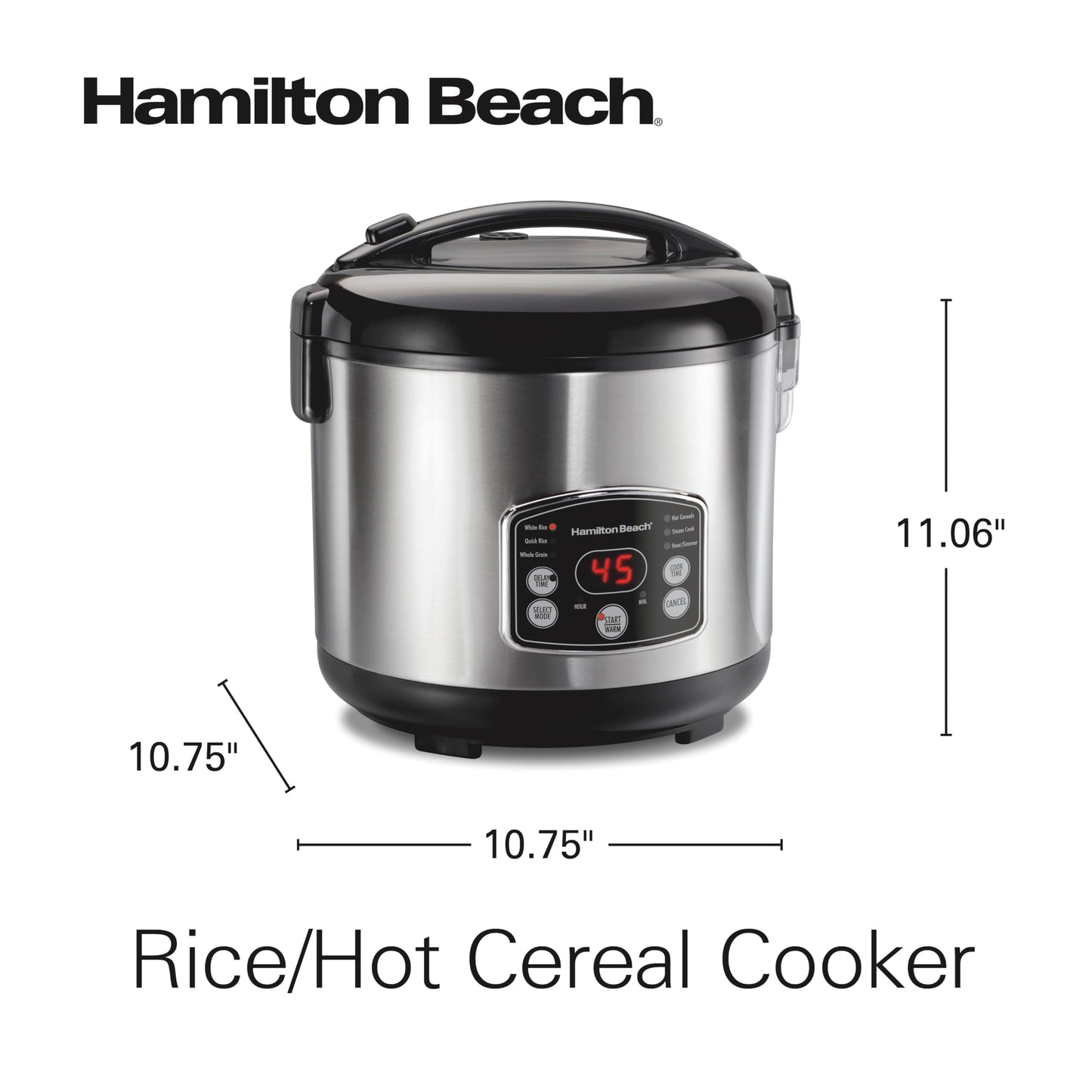 Hamilton Beach Digital Programmable Rice Cooker & Food Steamer, 14 Cups Cooked (7 Cups Uncooked), Stainless Steel, Steam & Rinse Basket, Delay Start, Model 37548MN 🍁 All In One Marketplace Canada