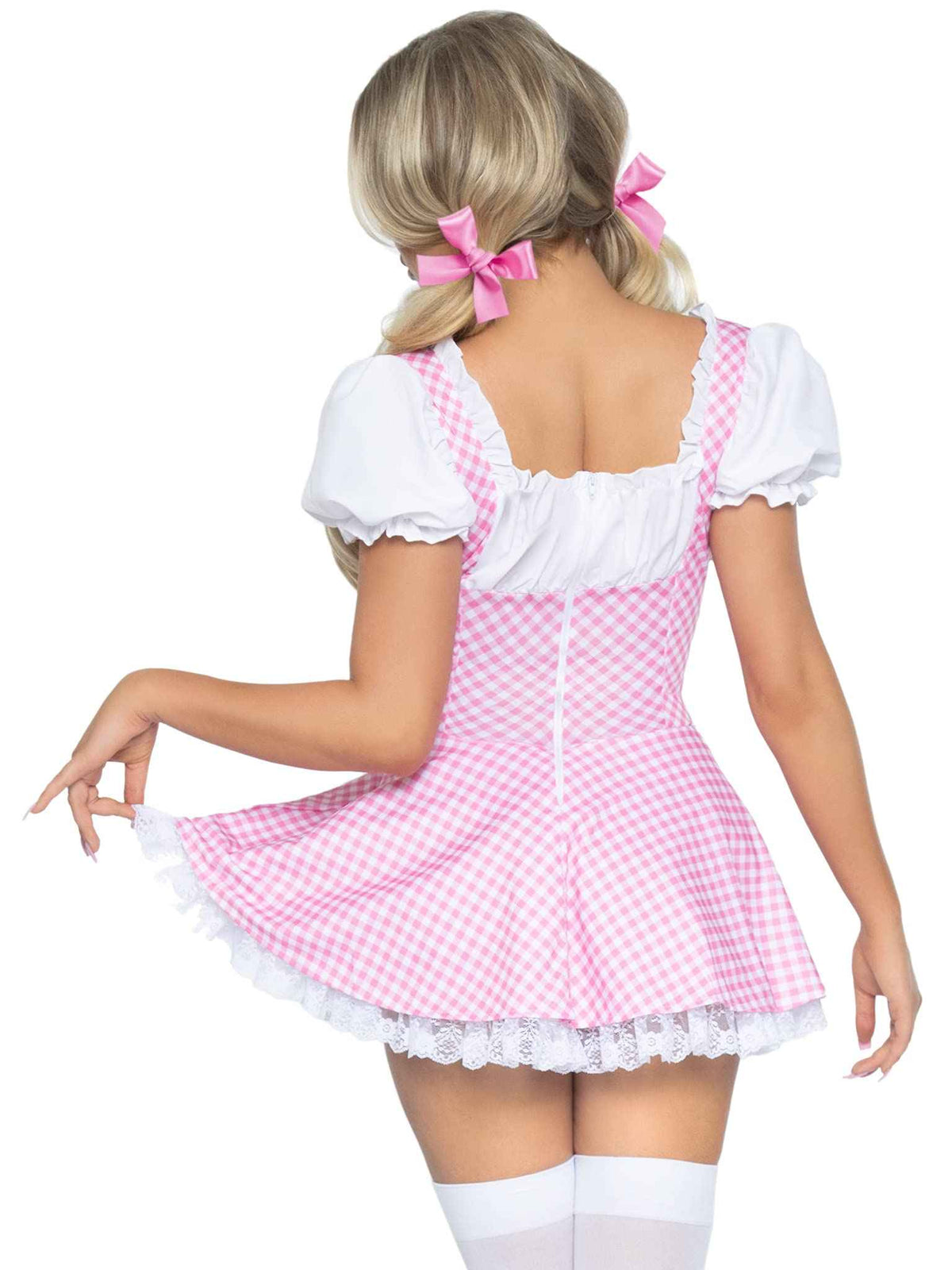 Leg Avenue Women's Gingham Dress Halloween Costume, Pink/White, Large