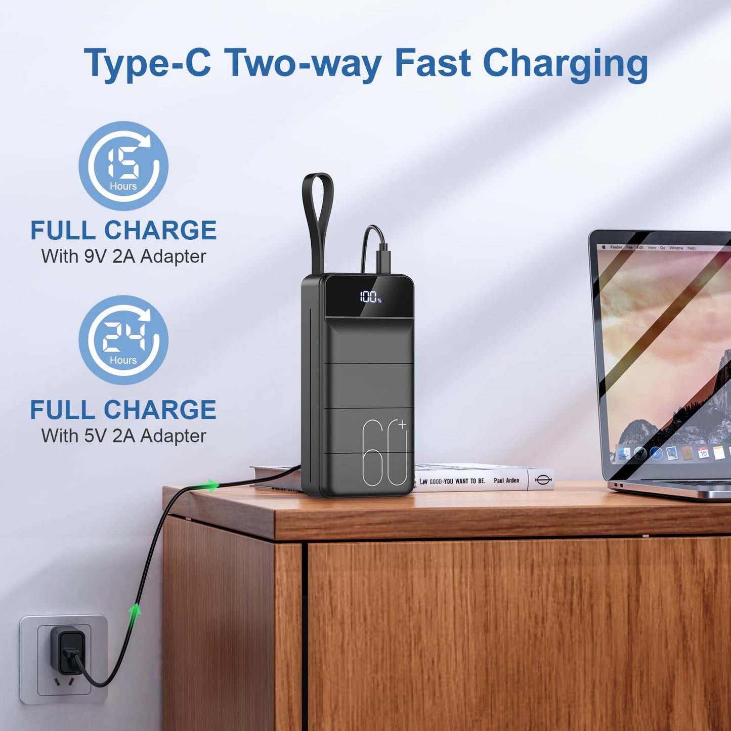 PowerBank 60000mAh Fast Charging,Battery Pack 22.5W Power Bank with USB C, Portable Charger,4 Outputs and 2 Inputs LED Display Compatible with Android Tablets iPhone etc. 🍁 All In One Marketplace Canada