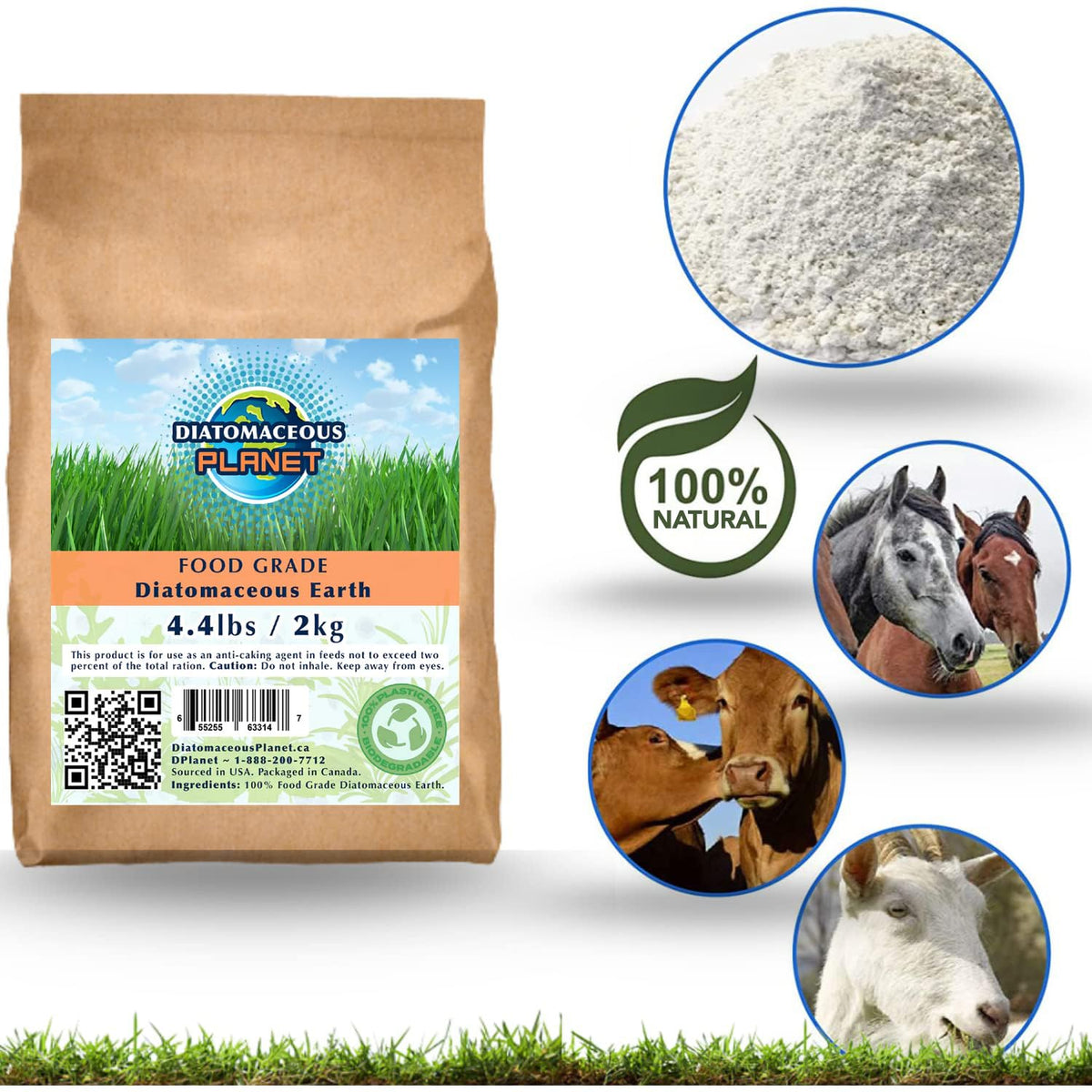 Diatomaceous Planet a Proudly Canadian Company, 2 KG / 4.4 LB All Natural, Organic Food Grade Powder, Enriched Fossil Powder by Diatomaceous Planet 🍁 All In One Marketplace Canada
