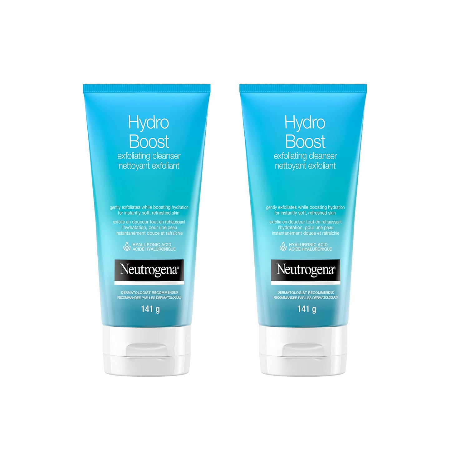 Neutrogena Hydro Boost Exfoliating Face Scrub - Hyaluronic Acid and Aha - Gel Cream Face Cleanser - Non-comedogenic - Blue, Pack of 2 (2x141ml) 🍁 All In One Marketplace Canada