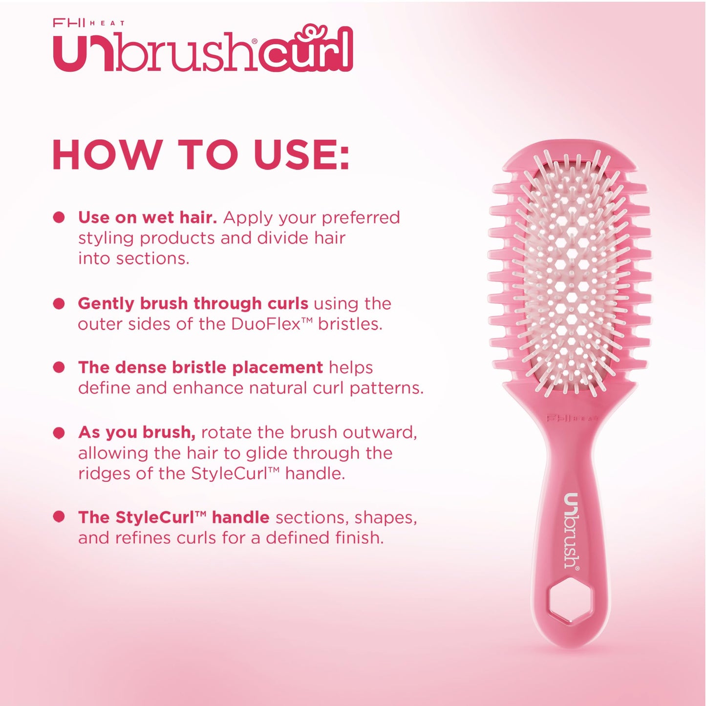 FHI Heat UNbrush Curl Defining Brush — Wavy, Coily, and Curly Hair Brush with DuoFlex Bristles & StyleCurl Handle — for Gentle Detangling & Faster Styling on Wet Hair - Coral Rose 🍁 All In One Marketplace Canada