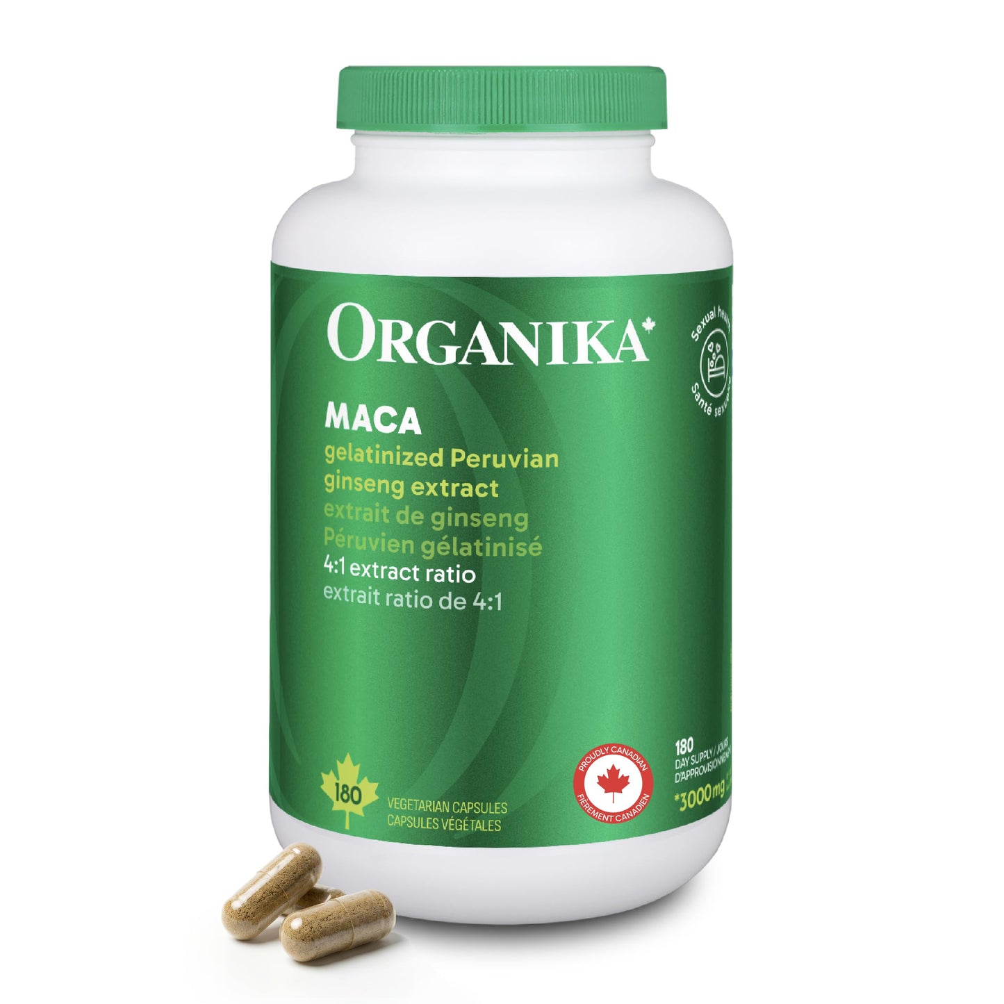 Organika Canadian-Made Maca 4:1 Strength 180 Vcaps - 3000mg | High Bioavialability Formula, Adaptogen to Help with Stress, Energy and Hormone Balance 🍁 All In One Marketplace Canada