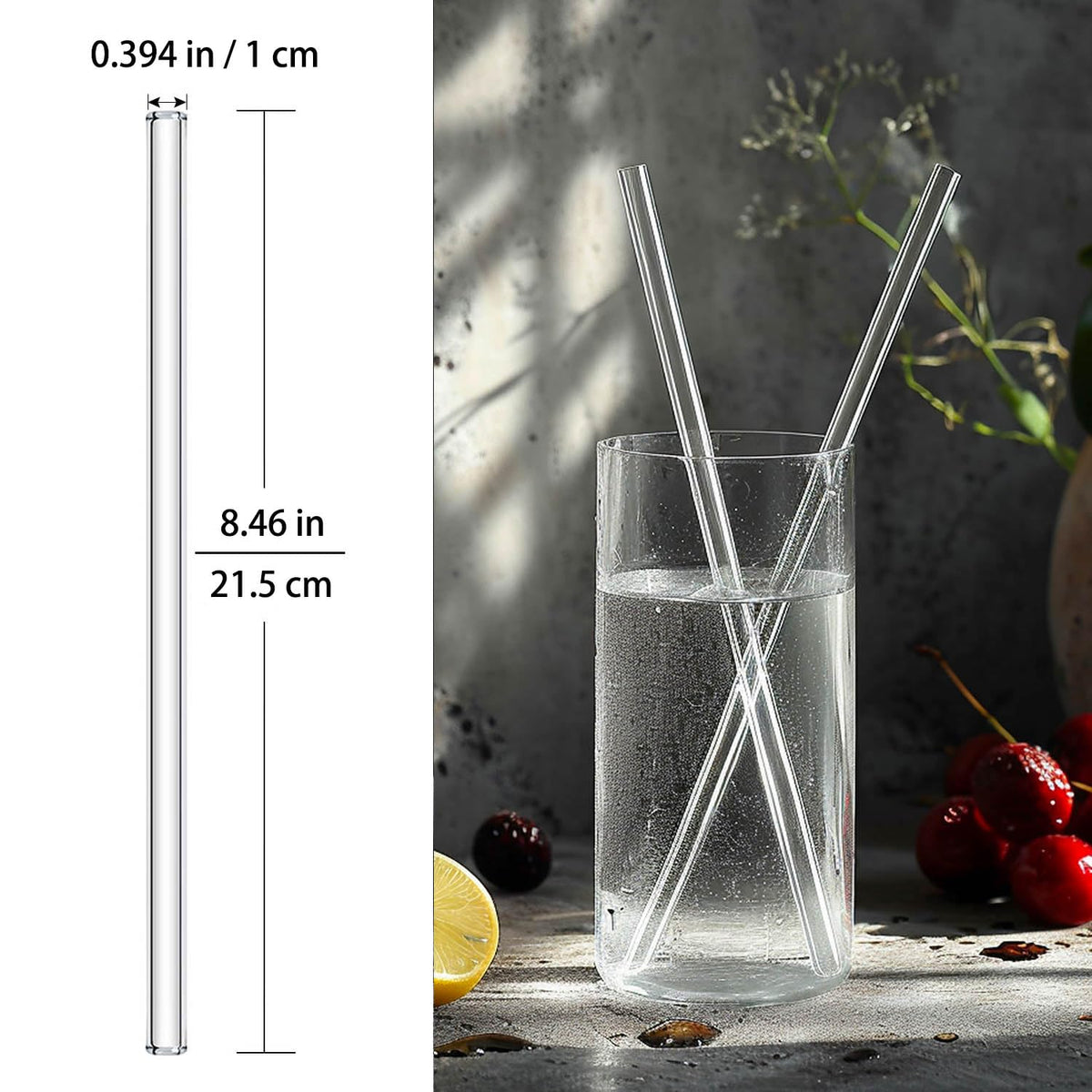 Nafender 10-Pack Glass Straws Reusable Drinking Straw Including 4 Straight and 4 Bent Straws & 2 Extra Wide Smoothie Straw with 2 Cleaning Brushes 🍁 All In One Marketplace Canada