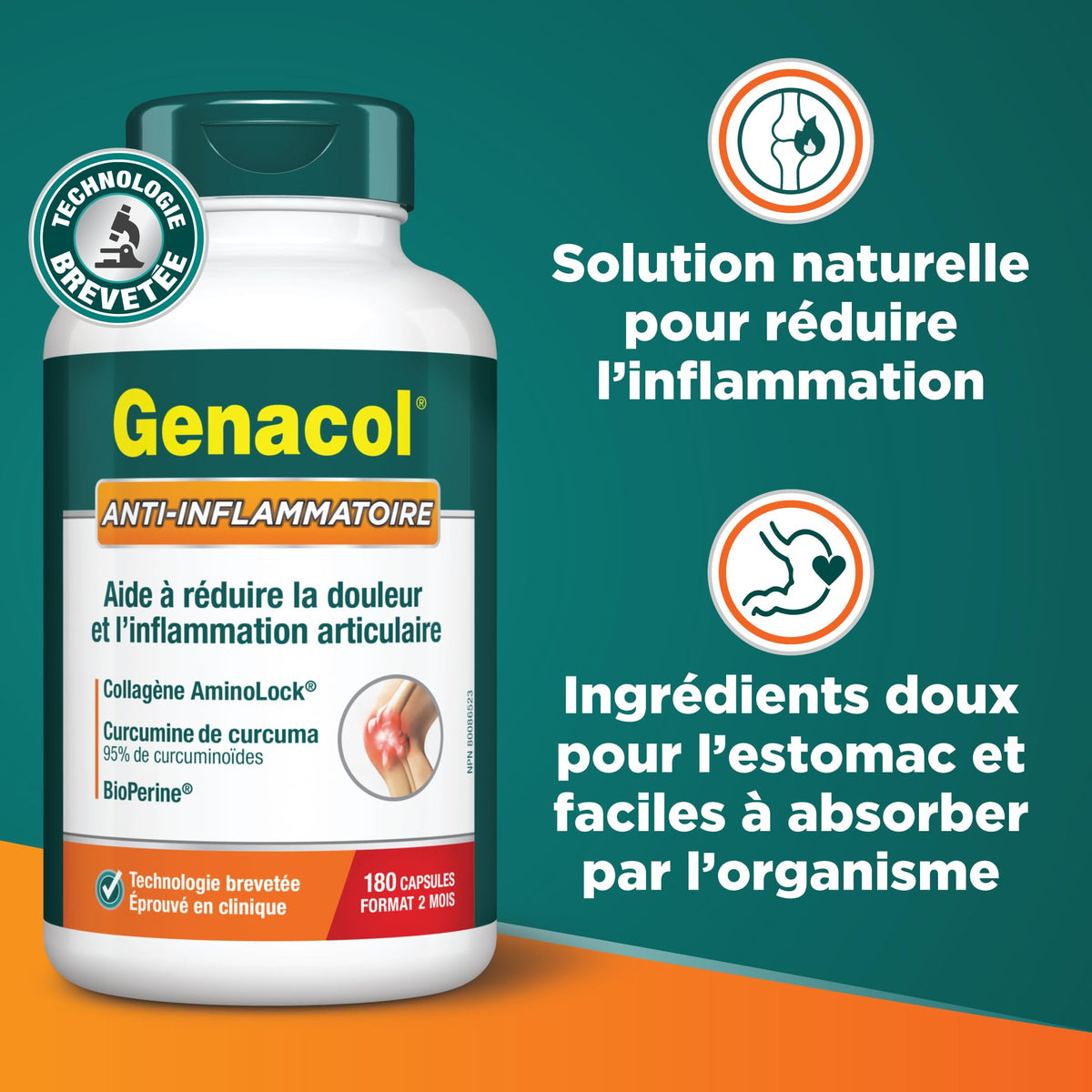 Genacol Anti-Inflammatory (60-Day Supply) – Turmeric Curcumin Supplement with Black Pepper (BioPerine) and Collagen Peptides, Relieves Inflammation, Osteoarthritis Pain Relief, 180 Capsules 🍁 All In One Marketplace Canada