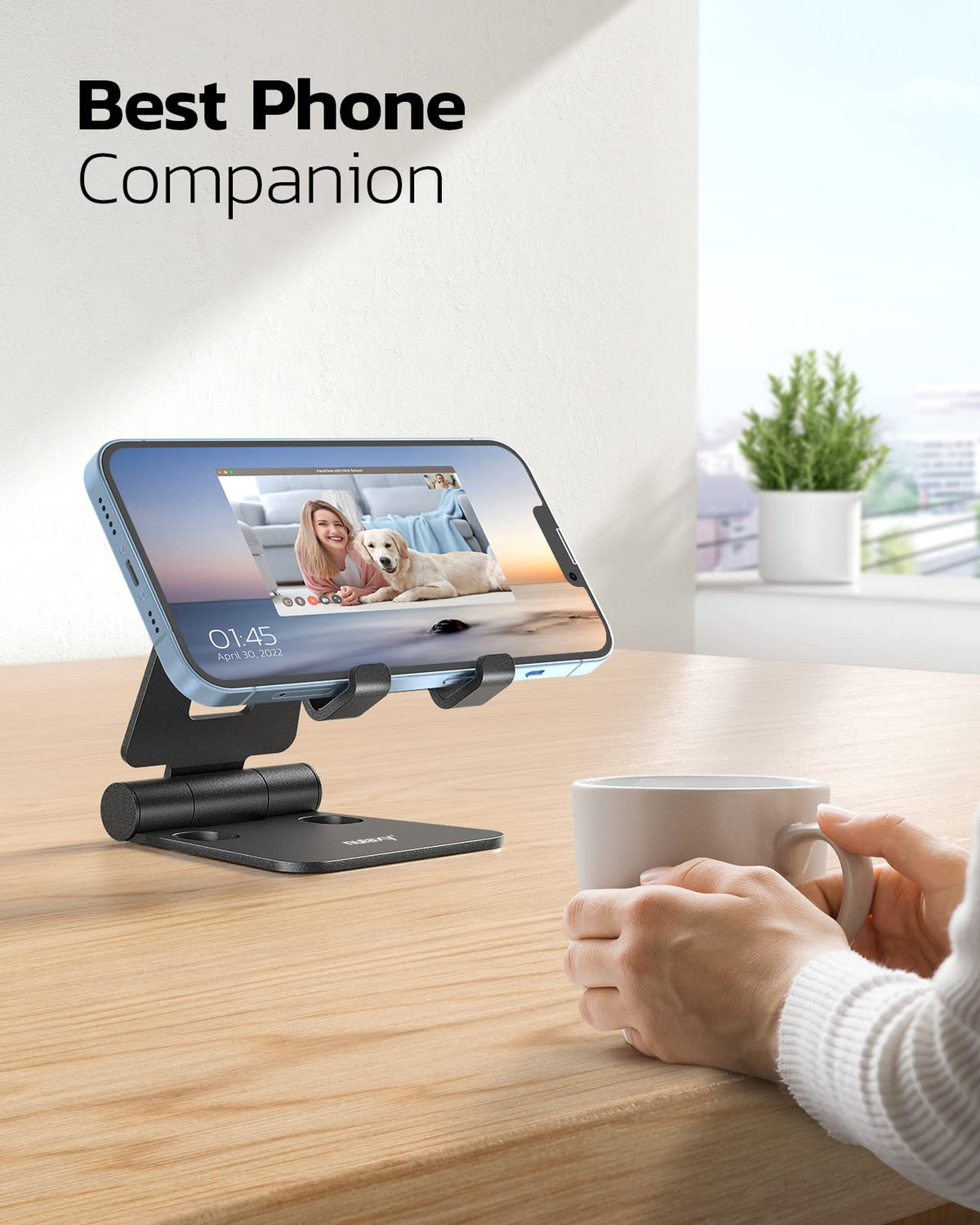 Nulaxy Dual Foldable Phone Stand for Desk, Fully Adjustable Desktop Cell Phone Holder Accessories for Office Kindle Compatible with 4-8" Mobile Devices iPhone Pro/Max/Plus, iPad Pro/Air/Mini, Black 🍁 All In One Marketplace Canada