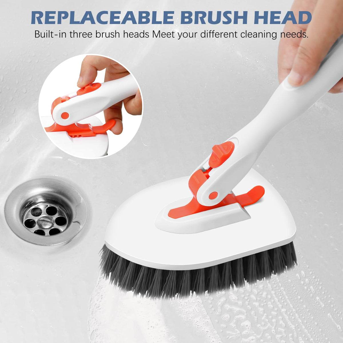 Setsail Floor Scrub Brush, 3-In-1 Tile Tub Floor Scrubber with 52-inch Adjustable Long Handle Shower Cleaner Brush and 3 Detachable Replacement Brush Heads for Cleaning Bathroom Kitchen Walls Tub Tile 🍁 All In One Marketplace Canada