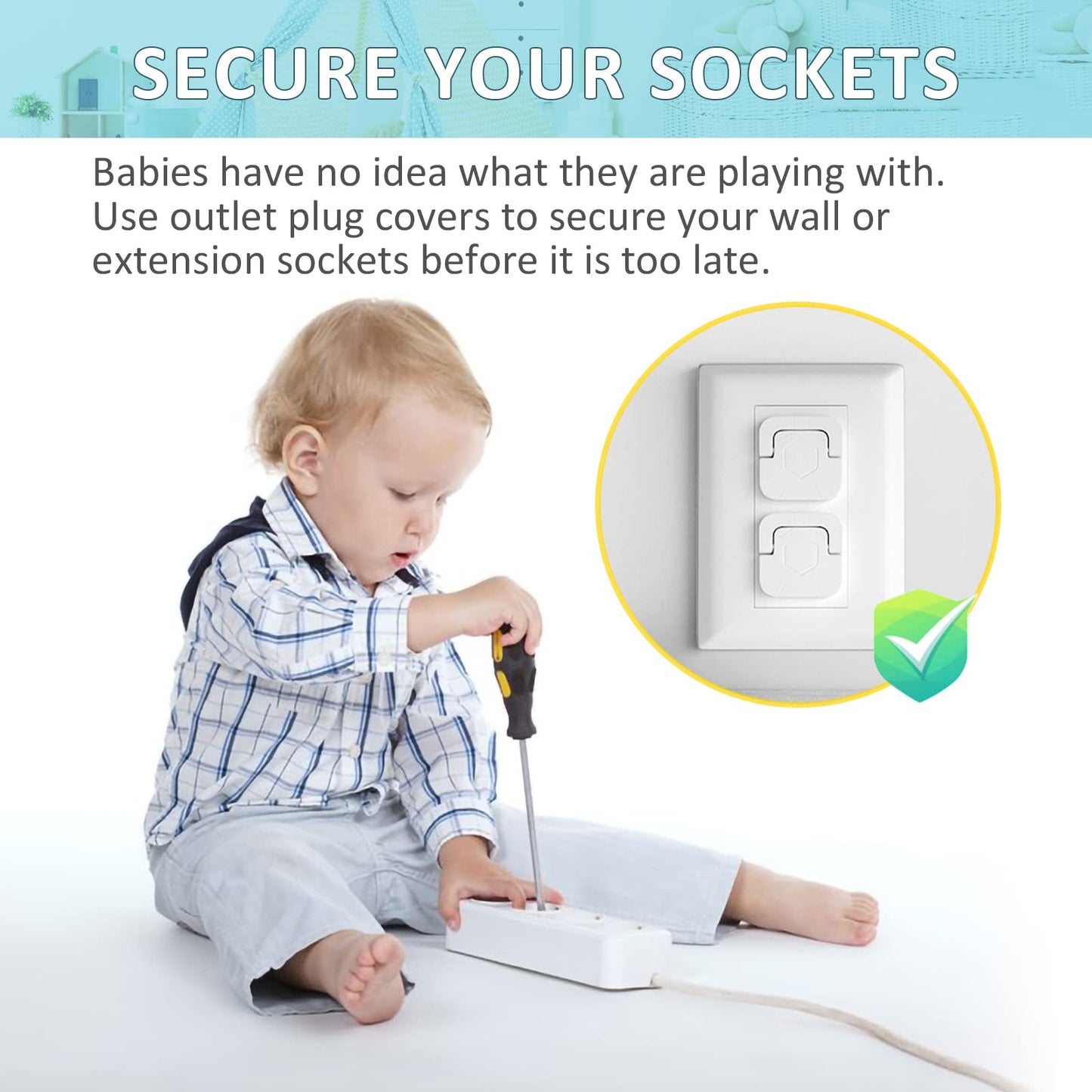 4our Kiddies Baby Proofing Outlet Covers (60 Pack) Electric Outlet Plug Covers for Child Safety, Baby Socket Cover Protector Cap to Prevent Child from Power Shock Hazard 🍁 All In One Marketplace Canada
