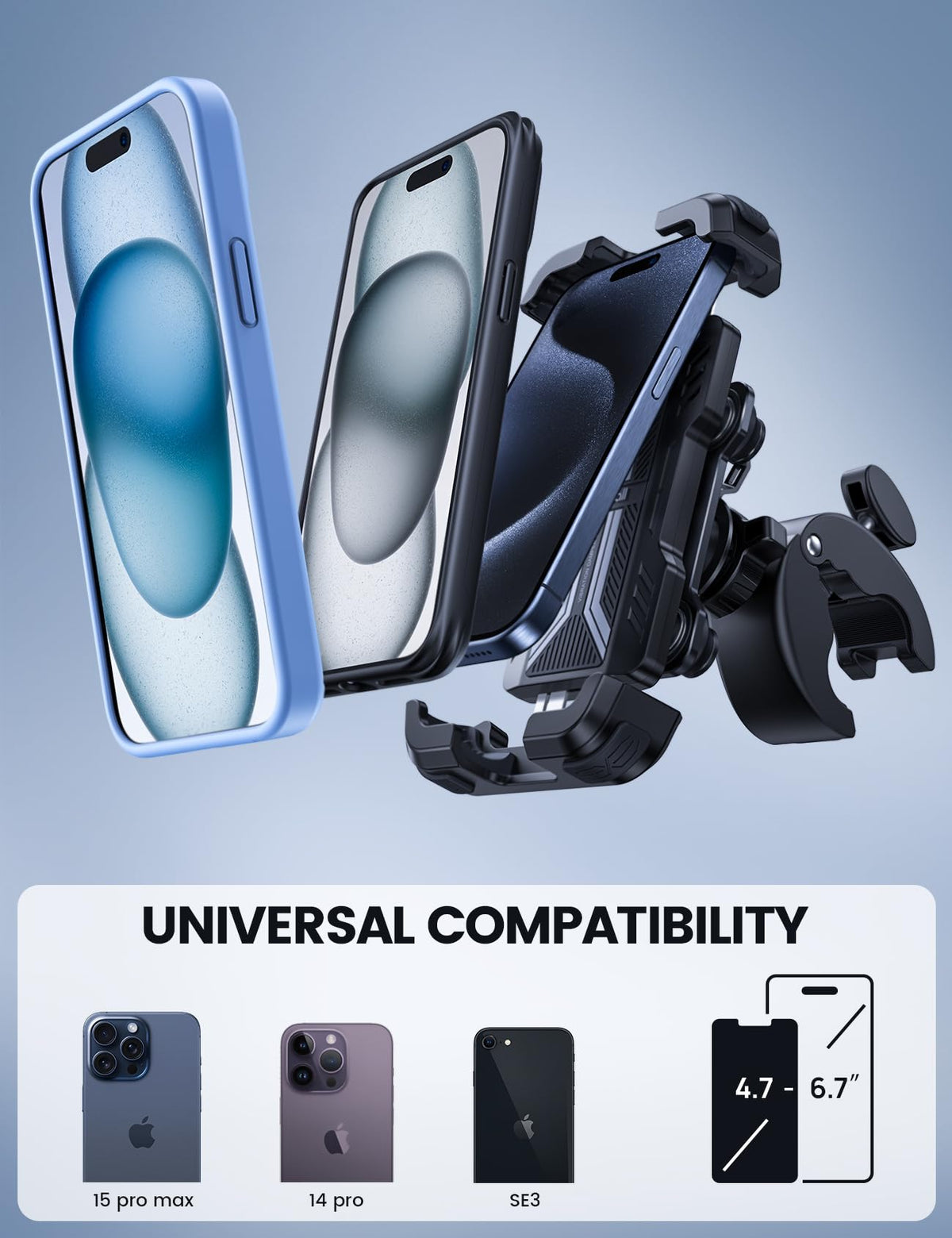 Lamicall Motorcycle Phone Mount Holder - [Dual Vibration Dampener] Anti Shake Motorcycle Phone Mount with Upgraded Handlebar Clamp, Bike Phone Mount for iPhone 14 15 Pro Max 16 17 Pro, 4.7-6.7" Phone 🍁 All In One Marketplace Canada