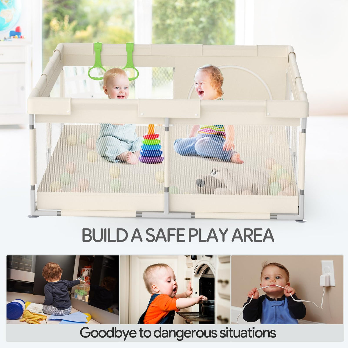 Fodoss Playpen Baby, 47x47inch Play Pen, Small Playard,Playpen for Apartment, Play Yard, Baby Activity Play Fence, Extra Large Playard, Parc Pour bébé 🍁 All In One Marketplace Canada