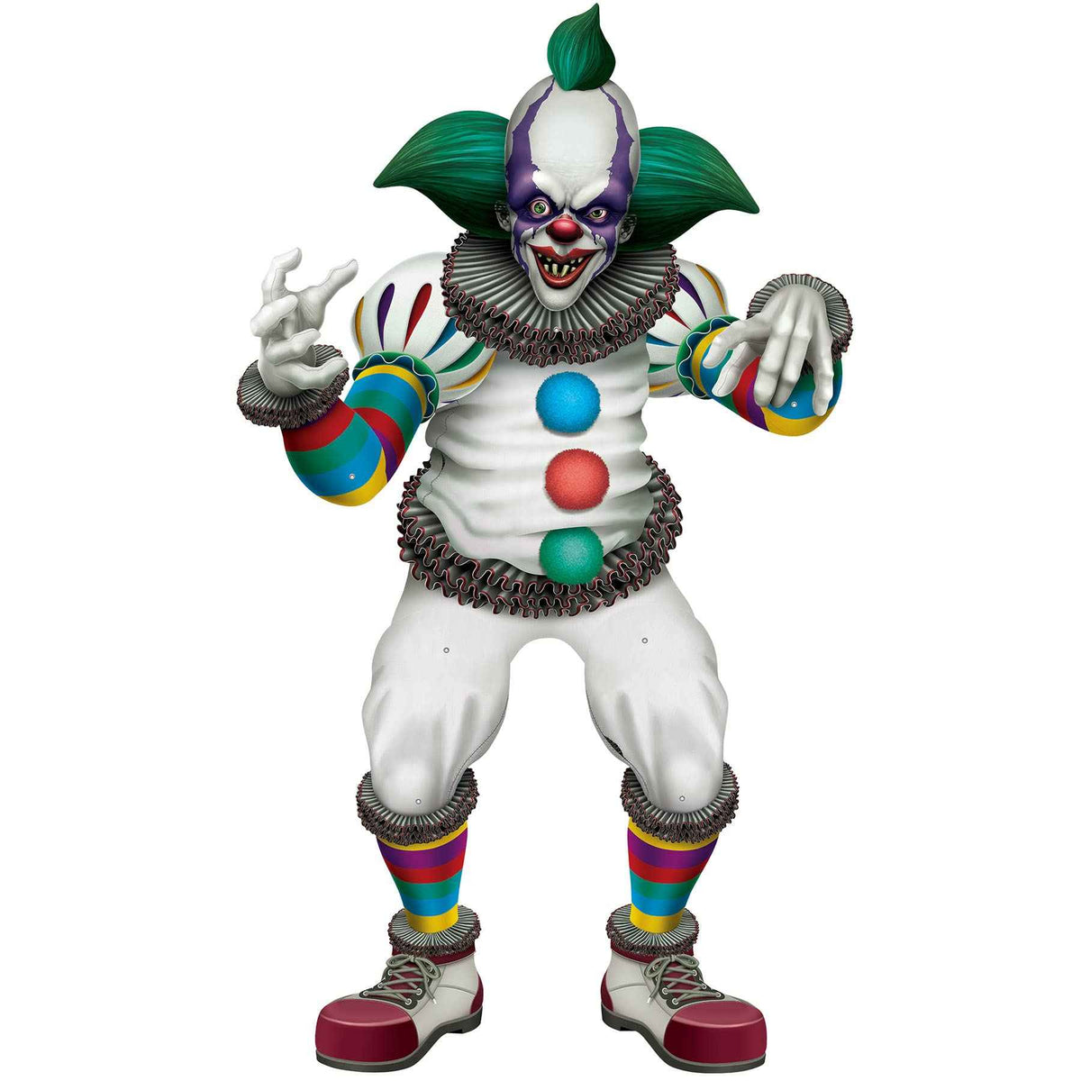 Beistle Cardstock Paper Jointed Creepy Clown Halloween Decorations for Home, Office, or Haunted House Party Supplies