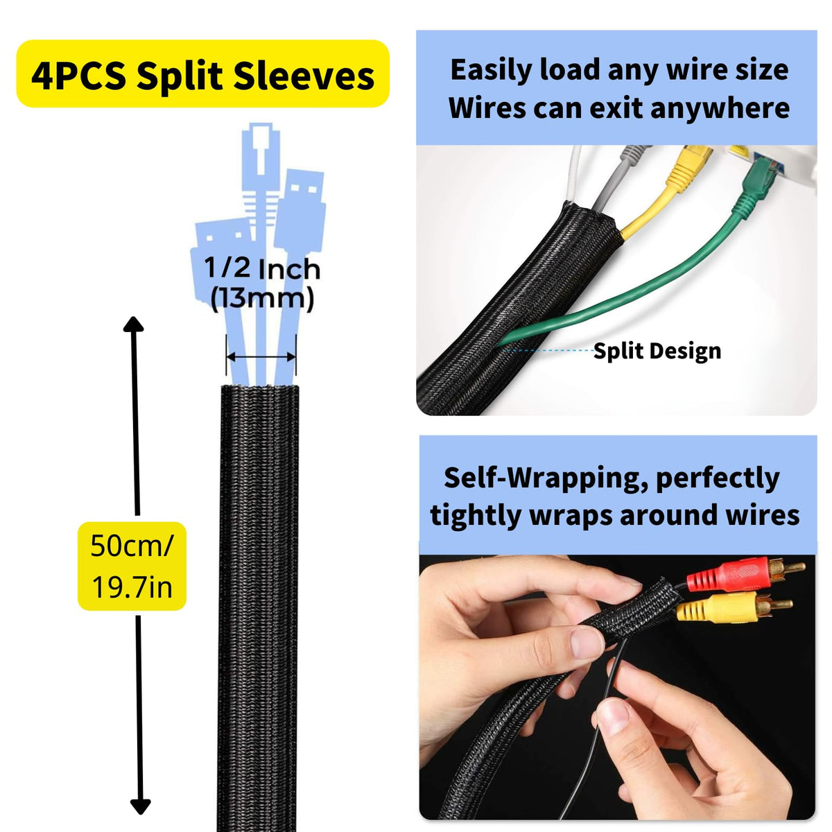 [313Pcs] Cable Management Kit, 67 Adhesive Cable Clips, Topavatop Desk Cord Organizer, 22 Reusable Cable Strap, 4 Cable Sleeve Split, 200 Nylon Cable Zip Ties with 20 Mounts for TV Office Home, Black 🍁 All In One Marketplace Canada
